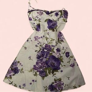 Lipstick Boutique Purple and Cream Floral Dress